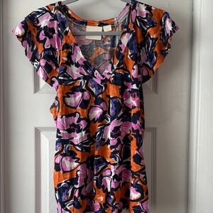Anthropologie Maeve Multicolor Floral Top size L